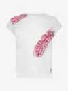 Simonetta Girls Top - & Red Ruffcotton Top 4 Yrs White In White