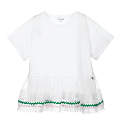 Simonetta Kids' Girls White Cotton T-shirt