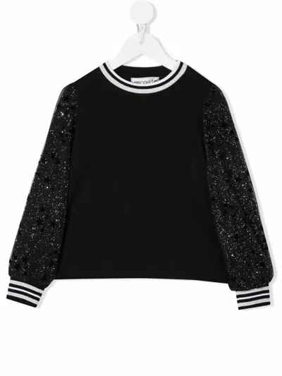 SIMONETTA GLITTERED-SLEEVES COTTON SWEATSHIRT