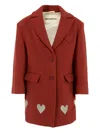 Simonetta Heart-detail Long-sleeve Coat In Red