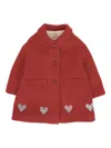 Simonetta Heart-embellished Wool Coat In Red