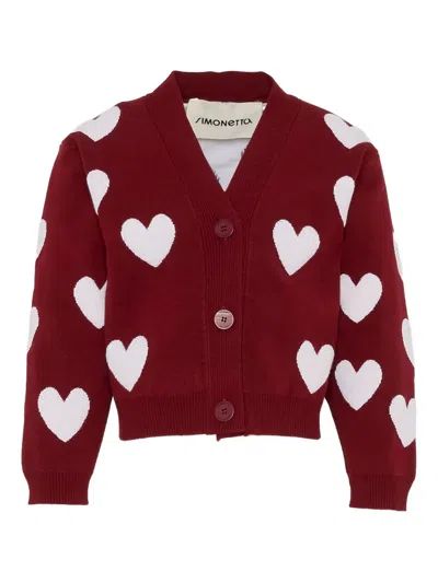 Simonetta Heart-motif Cardigan In Red