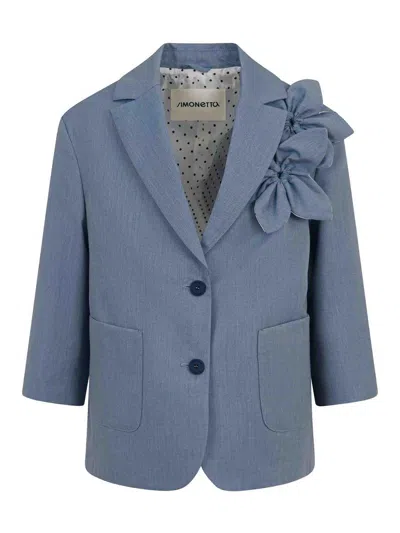 Simonetta Kids' Jacket With Flower In Blue