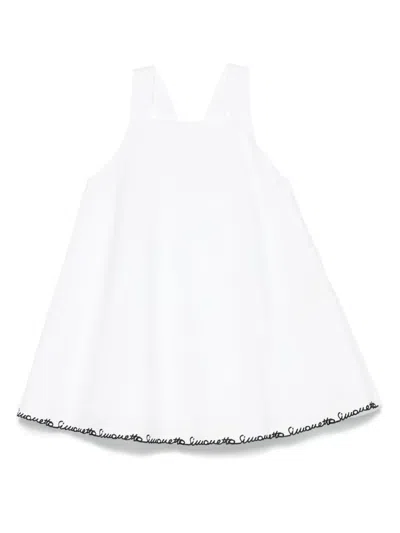 Simonetta Kids' Logo-embroidered Dress In White