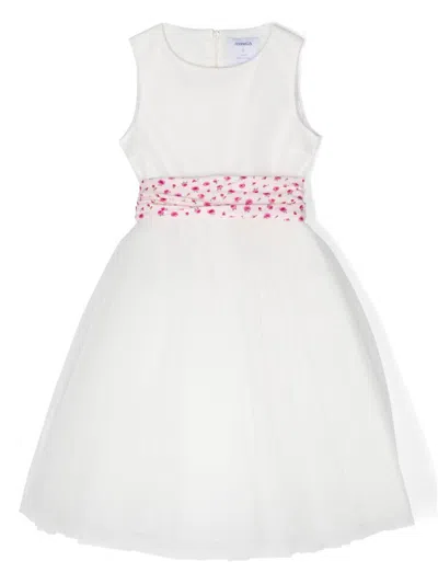Simonetta Kids' Floral-trim Tulle Dress In White