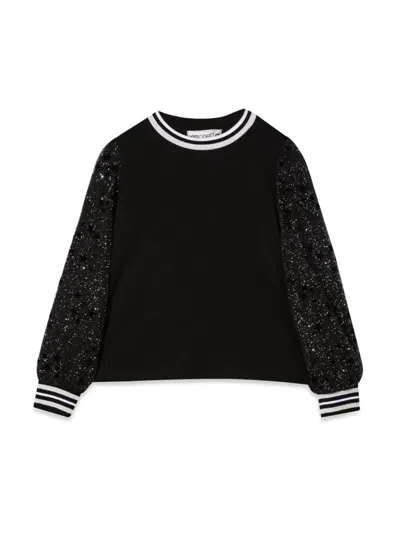 Simonetta Maglia Con Maniche In Tulle In Black