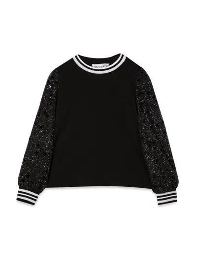 Simonetta Mini Sweater With Tulle Sleeves In Black