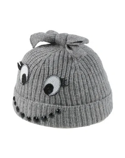 Simonetta Mini Babies'  Newborn Girl Hat Grey Size 0 Virgin Wool In Gray