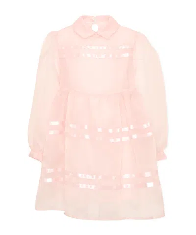 Simonetta Organza Collared Dress In Pink