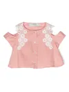 SIMONETTA PINK LAMÉ STRIPED SHIRT WITH LACE