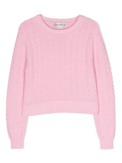 Simonetta Kids' Polka-dot Knitted Jumper In Pink