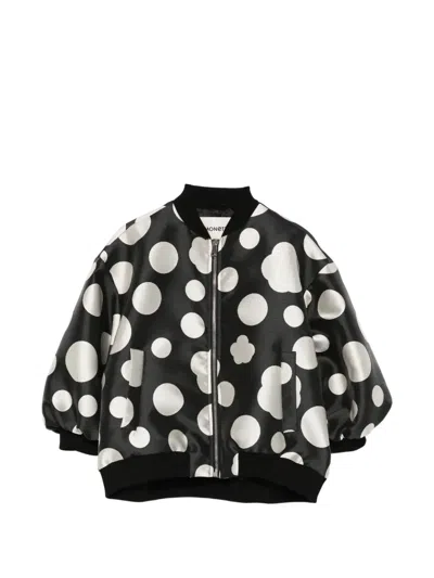 Simonetta Kids' Polka-dot Bow-detail Bomber Jacket In Black