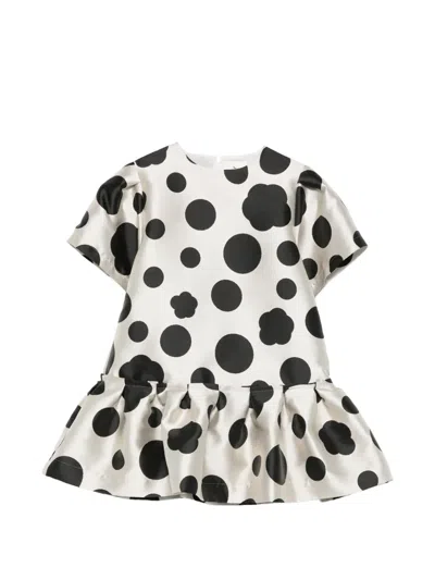 Simonetta Kids' Polka-dot Ruffled-hem Dress In Neutral
