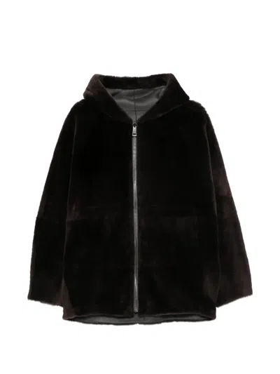 Simonetta Ravizza Bart Hooded Shearling Jacket In Brown