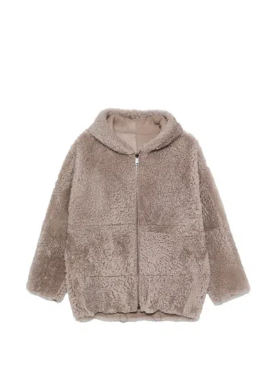 Simonetta Ravizza Bart R Reversible Hooded Shearling Jacket In Gray