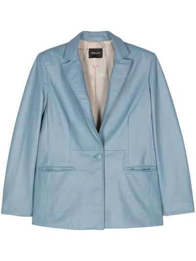 Simonetta Ravizza Betty Leather Blazer In Blue