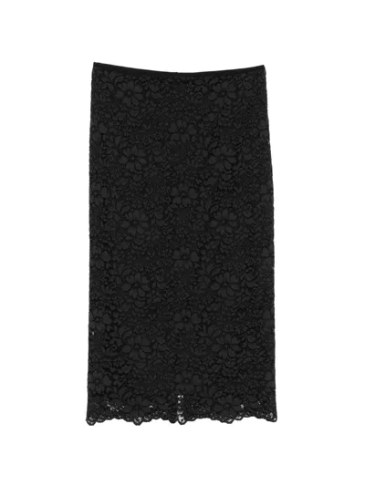Simonetta Ravizza Clivy Floral Lace Midi Skirt In Black