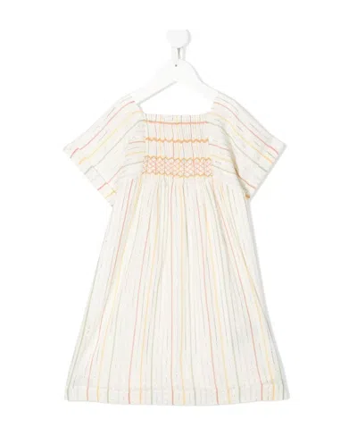 Simonetta Ravizza Embroidered Striped Dress In White