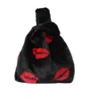 Simonetta Ravizza Furrlips Red Lip Pattern Handbag In Black