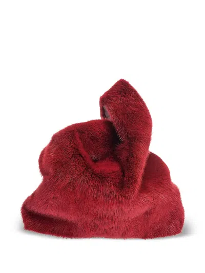 Simonetta Ravizza Fur-texture Tote Bag In Orange