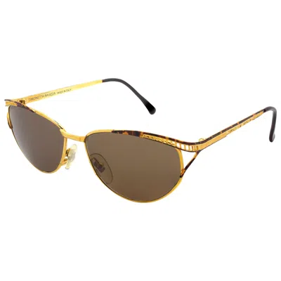 Pre-owned Simonetta Ravizza Gold Cat Eye Sunglasses For Women In Brown