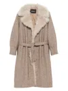 Simonetta Ravizza Herringbone-pattern Belted Coat In Nude