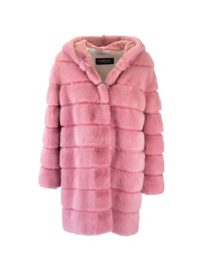 Simonetta Ravizza Hooded Panelled Coat In Pink