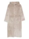 Simonetta Ravizza Hooded Shearling Coat In Neutral