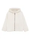 Simonetta Ravizza Hooded Shearling Jacket In White
