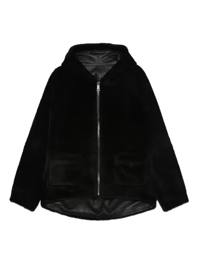Simonetta Ravizza Hooded Zip-front Coat In Black