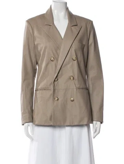 Pre-owned Simonetta Ravizza Leather Blazer In Grey