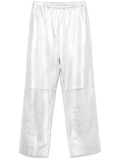 Simonetta Ravizza Leather Trousers In Grey