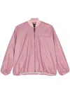 Simonetta Ravizza Leather Zipped Bomber Jacket In Pink
