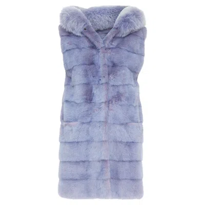 Simonetta Ravizza Ombre Mink Fur Hooded Vest In Blue