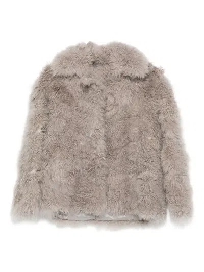 Simonetta Ravizza Oversized-collar Jacket In Gray