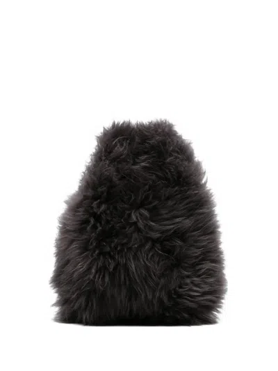 Simonetta Ravizza Shearling Shoulder Bag In Gray