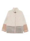 Simonetta Ravizza Sheepskin Colour-block Coat In Neutral