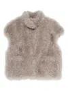 Simonetta Ravizza Short-sleeved Shearling Vest In Gray