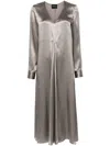 Simonetta Ravizza Silk Satin Maxi Dress In Silver