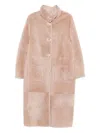 Simonetta Ravizza Single-breasted Shearling Coat In Pink