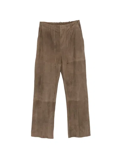 Simonetta Ravizza Suede Drawstring Trousers In Brown