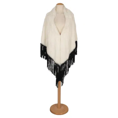 Pre-owned Simonetta Ravizza White Rabbit Fur Shawl