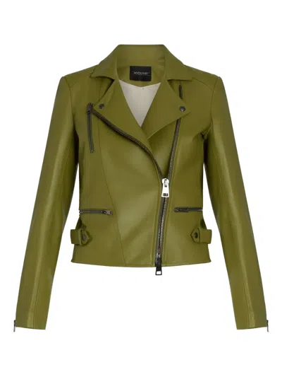 Simonetta Ravizza Zip-front Biker Jacket In Green