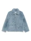 Simonetta Ravizza Zip-front Shearling Jacket In Blue