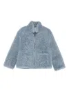 Simonetta Ravizza Zip-front Shearling Jacket In Blue