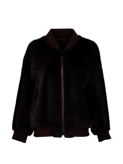 Simonetta Ravizza Zip-up Bomber Jacket In Black