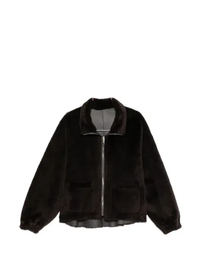 Simonetta Ravizza Zip-up Reversible Jacket In Brown