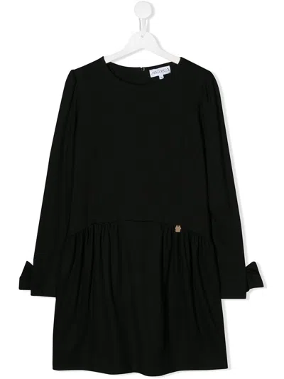 Simonetta Kids' Round Neck Dress In Black