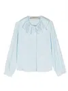 Simonetta Ruffle-detail Long-sleeve Blouse In 蓝色