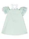 Simonetta Ruffle-trim Cut-out Dress In Green